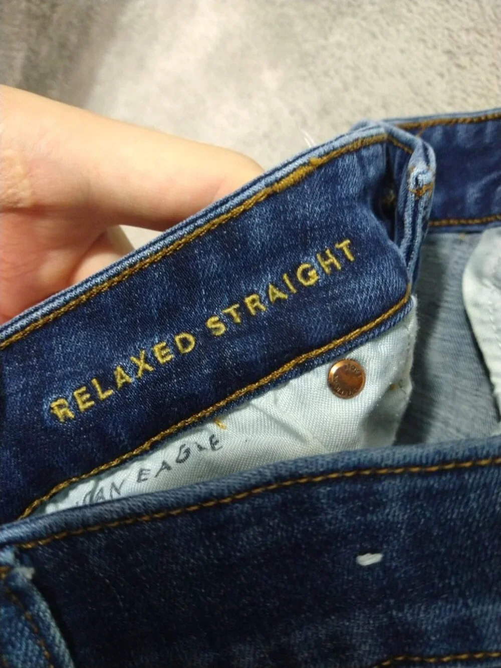 American Eagle Jeans Mens 33x34 Blue Denim Relaxed Straight Next Level Flex Dark